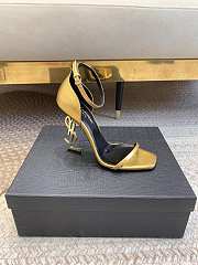 YSL Gold Opyum Ankle Strap Gold High Heels - 2