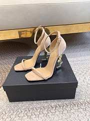 YSL Beige Opyum Ankle Strap Gold High Heels - 1