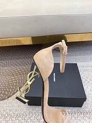 YSL Beige Opyum Ankle Strap Gold High Heels - 4