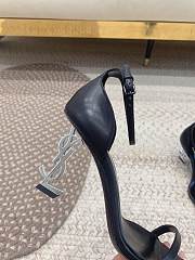 YSL Black Opyum Ankle Strap Silver High Heels - 3