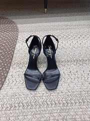 YSL Black Opyum Ankle Strap Silver High Heels - 2