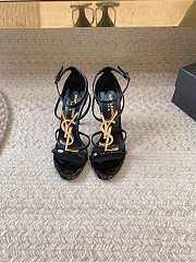 YSL Women's Black Cassandra 100 Patent Sandals - 1