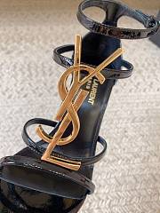 YSL Women's Black Cassandra 100 Patent Sandals - 5