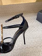 YSL Women's Black Cassandra 100 Patent Sandals - 4