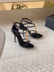 YSL Women's Black Cassandra 100 Patent Sandals - 2