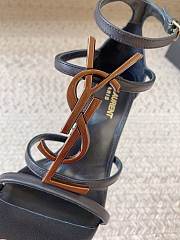 YSL Women's Brown Logo Cassandra Sandals - 4