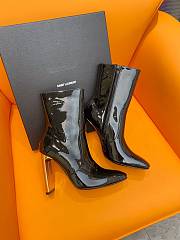 YSL Auteuil Leather Metal-Heel Boots - 1