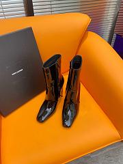 YSL Auteuil Leather Metal-Heel Boots - 3