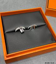 Hermes 18k White Gold Diamond Kelly Clochette Double Rings - 3