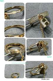 Hermes 18k White Gold Diamond Kelly Clochette Double Rings - 4