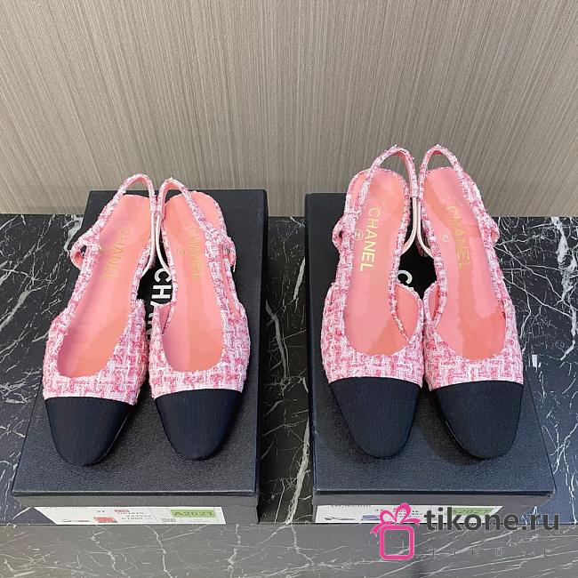 Chanel Pink Tweed Slingback - 1