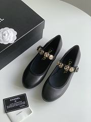 Chanel Gold Coin Buckle Black Mary Jane Loafers - 1