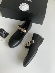 Chanel Gold Coin Buckle Black Mary Jane Loafers - 3