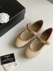 Chanel Gold Coin Buckle Beige Mary Jane Loafers - 1