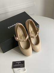 Chanel Gold Coin Buckle Beige Mary Jane Loafers - 5