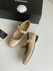 Chanel Gold Coin Buckle Beige Mary Jane Loafers - 4