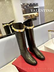 Valentino Calfskin Leather Roman Stud Boots - 1