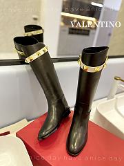 Valentino Calfskin Leather Roman Stud Boots - 3