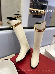 Valentino Calfskin Beige Leather Roman Stud Boots - 5