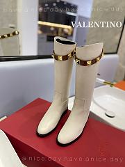 Valentino Calfskin Beige Leather Roman Stud Boots - 3