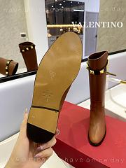 Valentino Calfskin Brown Leather Roman Stud Boots - 4