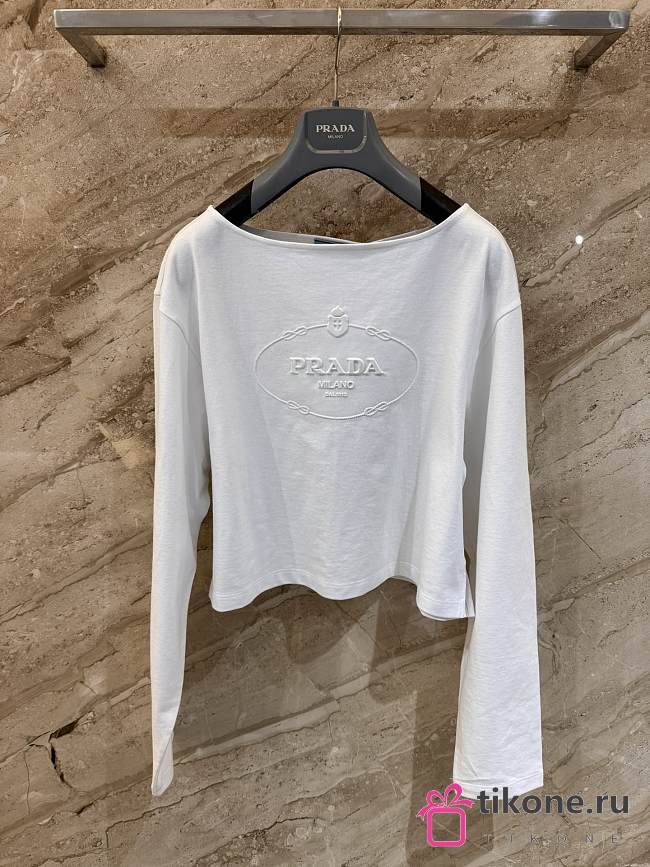 Prada T-shirt Cotton Cropped Long Sleeve Tops - 1