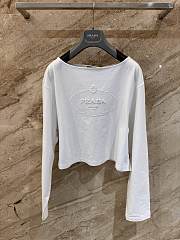 Prada T-shirt Cotton Cropped Long Sleeve Tops - 1