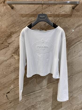 Prada T-shirt Cotton Cropped Long Sleeve Tops
