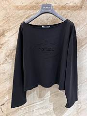 Prada Black Cotton Cropped Long Sleeve Tops - 1