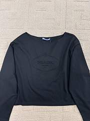 Prada Black Cotton Cropped Long Sleeve Tops - 3