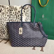 Goyard Chien Gris Pet Bag In Navy Blue Leather - 27x15x33.5cm  - 1