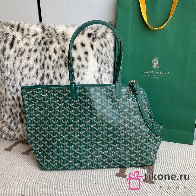Goyard Chien Gris Pet Bag In Green Leather - 27x15x33.5cm - 1