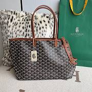 Goyard Chien Gris Pet Bag In Black&Tan Leather - 27x15x33.5cm - 1
