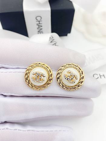 Chanel Button Pearl Earrings