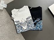 Dior Men's T-shirt Blue Butterfly White - 3