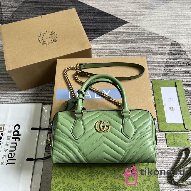 Gucci Marmont Green Leather Bag - 27x13.5x10cm - 1