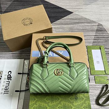 Gucci Marmont Green Leather Bag - 27x13.5x10cm