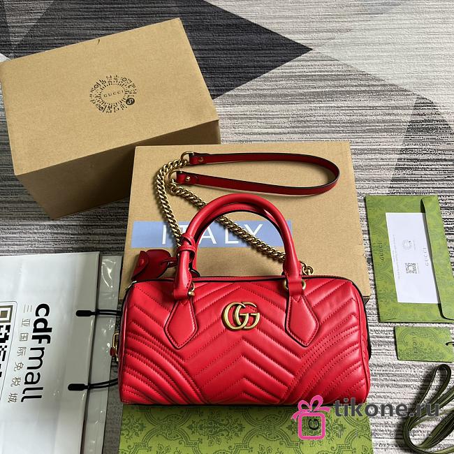 Gucci Marmont Red Leather Bag - 27x13.5x10cm - 1