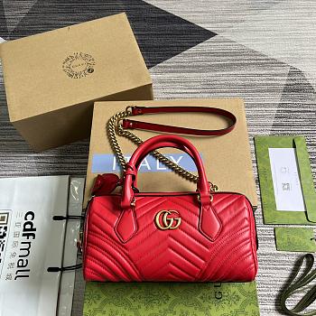 Gucci Marmont Red Leather Bag - 27x13.5x10cm