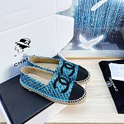 Chanel Blue Espadrilles Glittered Cotton Tweed Lambskin - 4