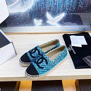 Chanel Blue Espadrilles Glittered Cotton Tweed Lambskin - 3