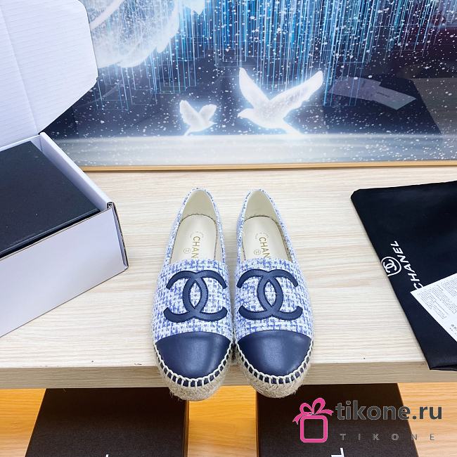 Chanel Blue Denim Espadrilles Tweed Lambskin - 1