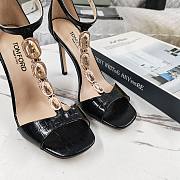 Tomford Glossy Black Leather T-Strap Sandals - 2