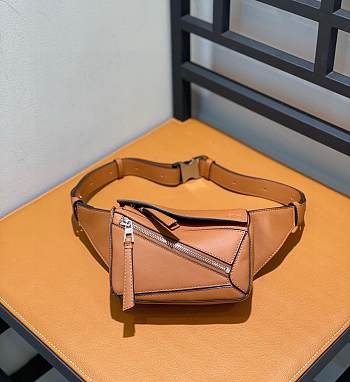 Loewe Mini Puzzle Bumbag In Tan - 17x7x13cm 