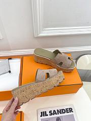 Hermes Eze 30 Suede Goatskin Cork Sandals - 2