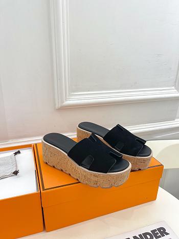 Hermes Eze 30 Black Suede Sandals