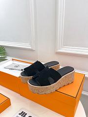 Hermes Eze 30 Black Suede Sandals - 3