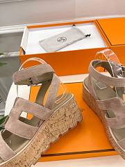 Hermes Suede Goatskin Cork Havana 30 Sandals - 2