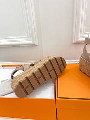 Hermes Suede Goatskin Cork Havana 30 Sandals - 3