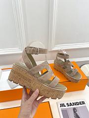 Hermes Suede Goatskin Cork Havana 30 Sandals - 5